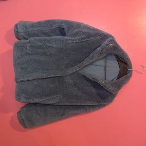 Teal blue warm fur wool jacket